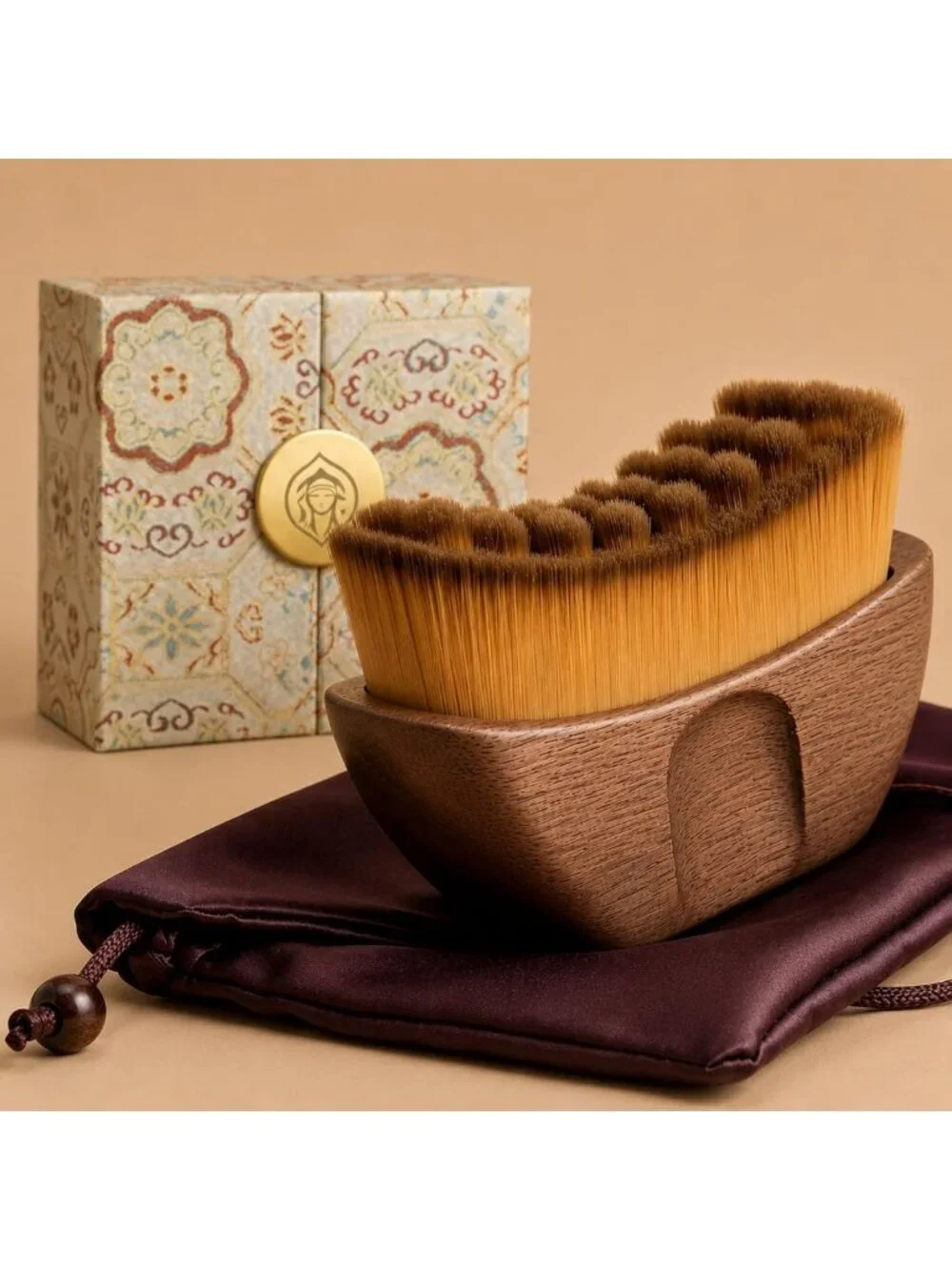 Lymphatic Drainage Face Brush - Wooden Handle, Soft Bristles, Gift-Ready Box